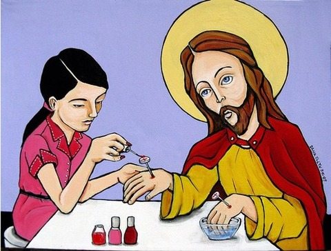 jesus getting his nails done 