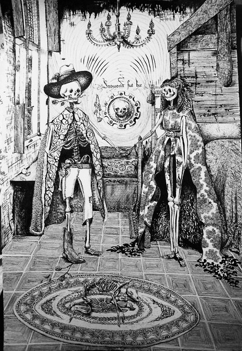 Jose Guadalupe’s version of Jan Van Eyck’s Marriage of Arnolfini 