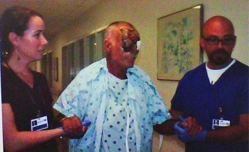 Ronaldo Poppo man who got is face eaten in Miami is up walking and alert. Hope this dude pulls through Please share this