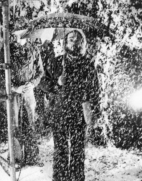 Stanley Kubrick on the set of The Shining (1980)
